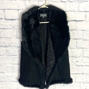 Michael Stars black suede faux fur sleeveless vest